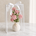 Handmade Crochet Pink Carnation Vase Arrangement