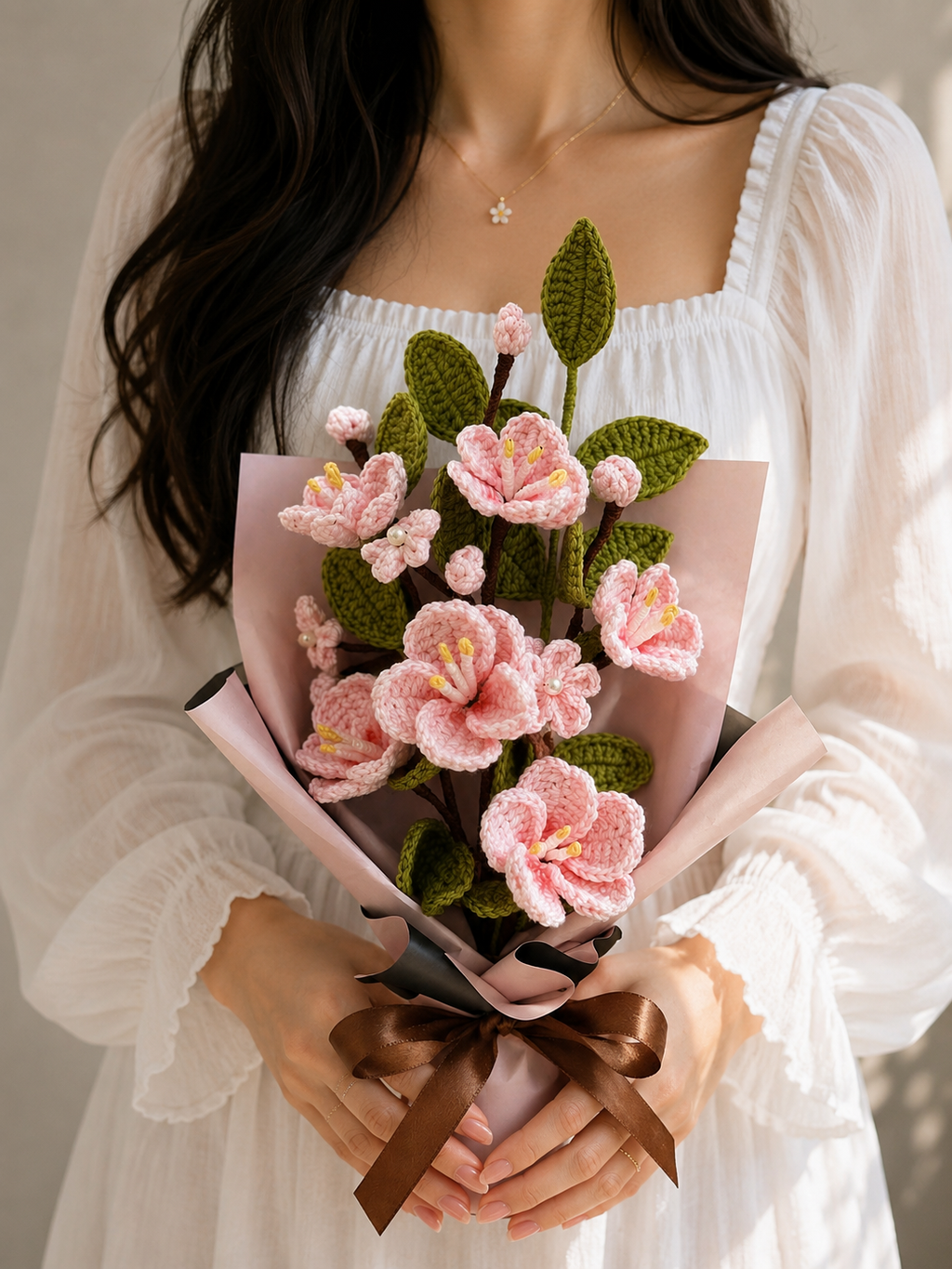 Handmade Sakura Crochet Flower Bouquet