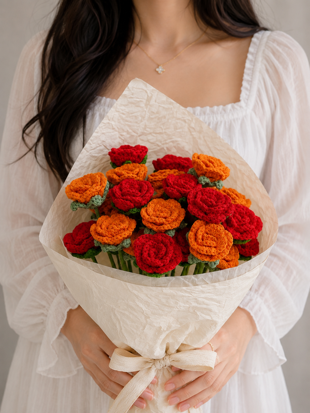 Handmade Crocheted Rose Bouquet - 20pc Bouquet
