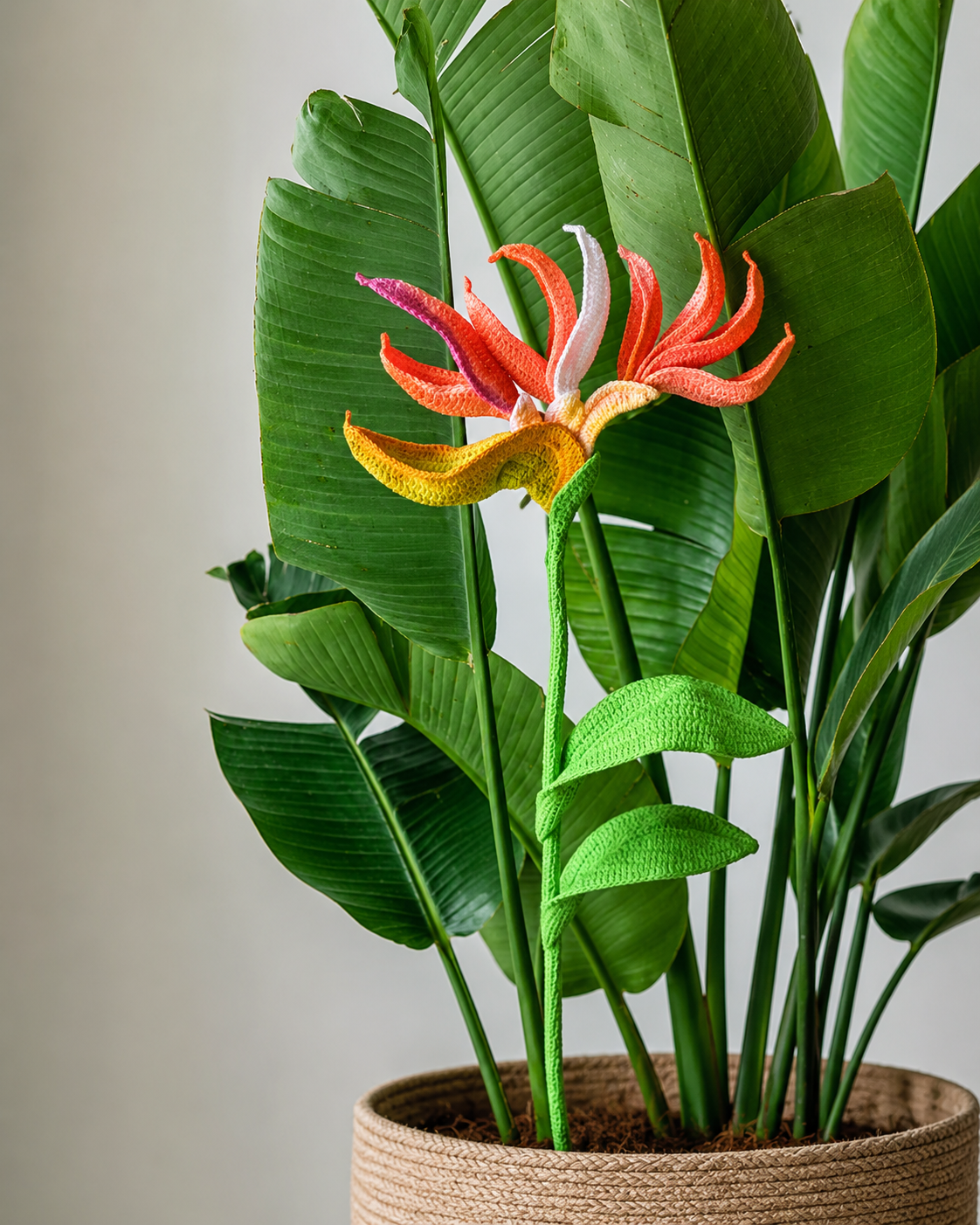 Crochet Bird of Paradise Flower – Handmade Tropical Stem, Everlasting Flower