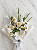 Handmade Crochet White Daisy & Lily Bouquet – Forever Flowers Gift