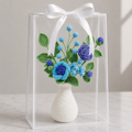Handmade Crochet Blue Rose & Forget-Me-Not Vase Arrangement