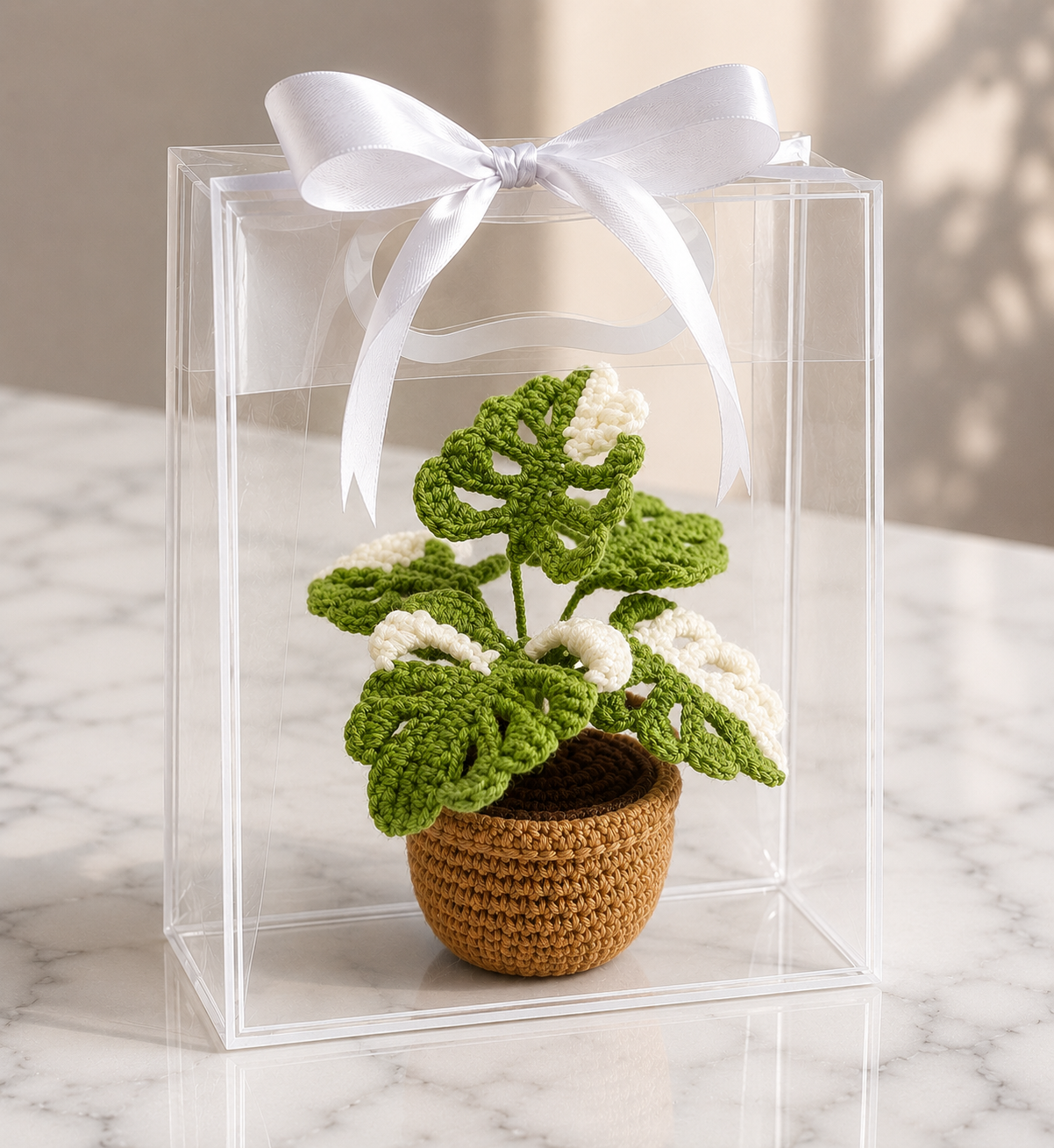 Crochet Monstera Plant in Pot – Handmade Botanical Home Decor