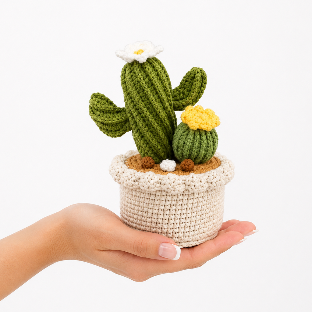 Handmade Crochet Cute Cactus Potted Plant