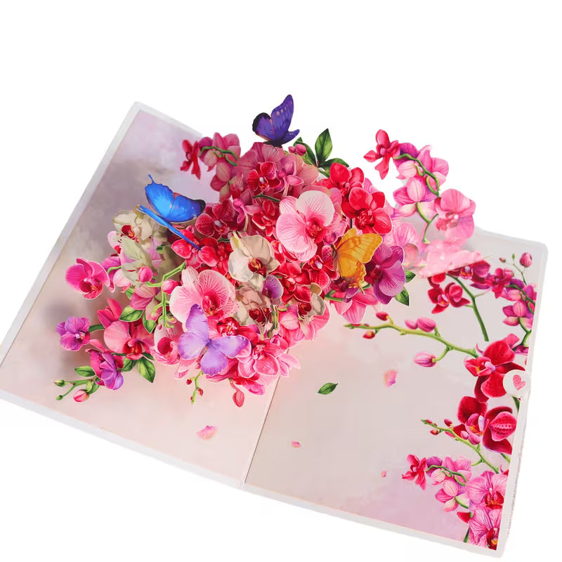 Floral Orchid Greeting Card with Envelope Joy Blooms London