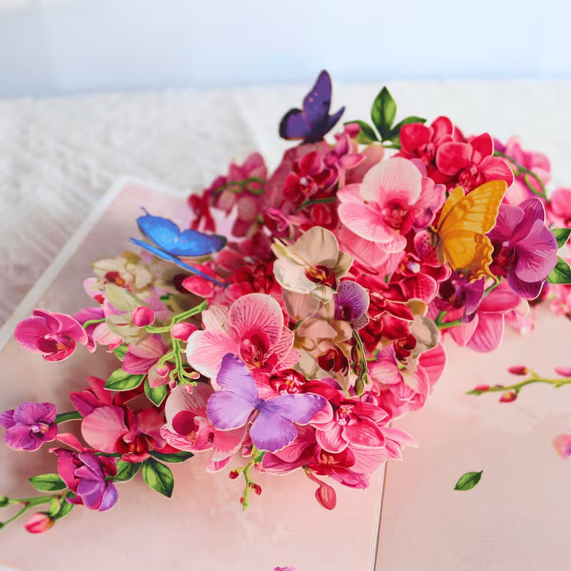 Floral Orchid Greeting Card with Envelope Joy Blooms London