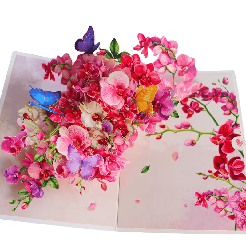 Floral Orchid Greeting Card with Envelope Joy Blooms London