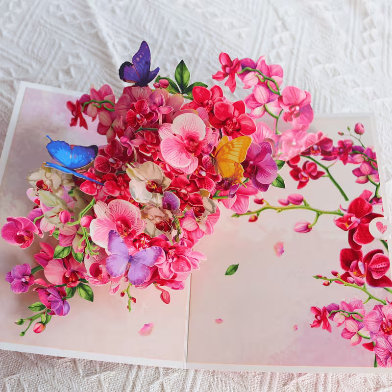 Floral Orchid Greeting Card with Envelope Joy Blooms London