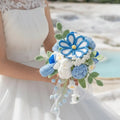 Forever Blooms – Handcrafted Blue-White Crochet Wedding Bouquet Joy Blooms London