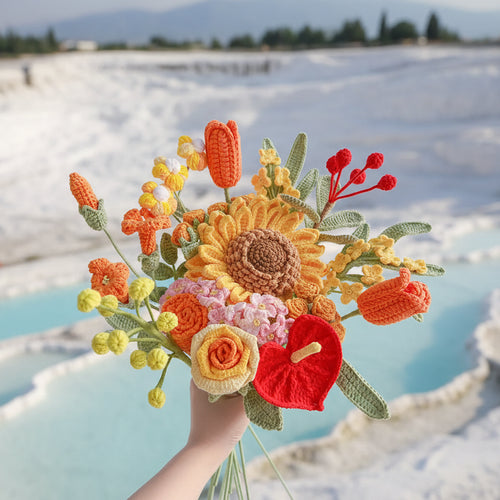 Forever Blooms – Handcrafted Crochet Mix Flowers Wedding Bouquet Joy Blooms London