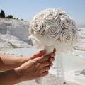 Forever Blooms – Handcrafted Crochet White Rose Wedding Bouquet Joy Blooms London