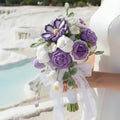 Forever Blooms – Handcrafted Purple-White Crochet Wedding Bouquet Joy Blooms London