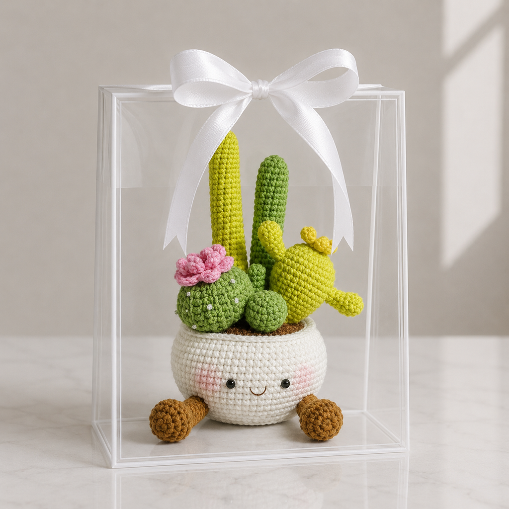 Handmade Crochet Cute Cactus Decor Desk & Nursery Plants Joy Blooms London