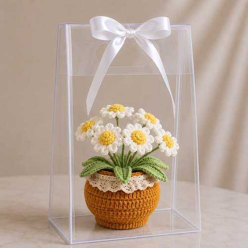 Handmade Crochet Daisies Potted Plant Joy Blooms London