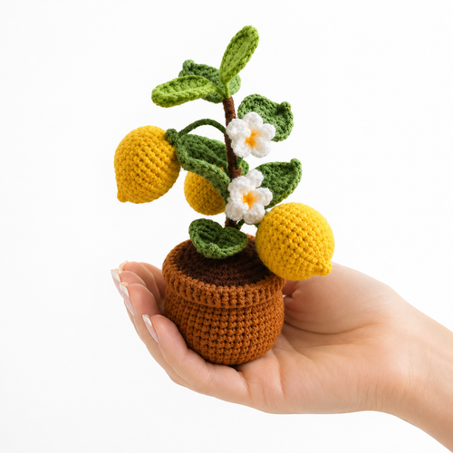 Handmade Crochet Lemon Tree Potted Plant Joy Blooms London