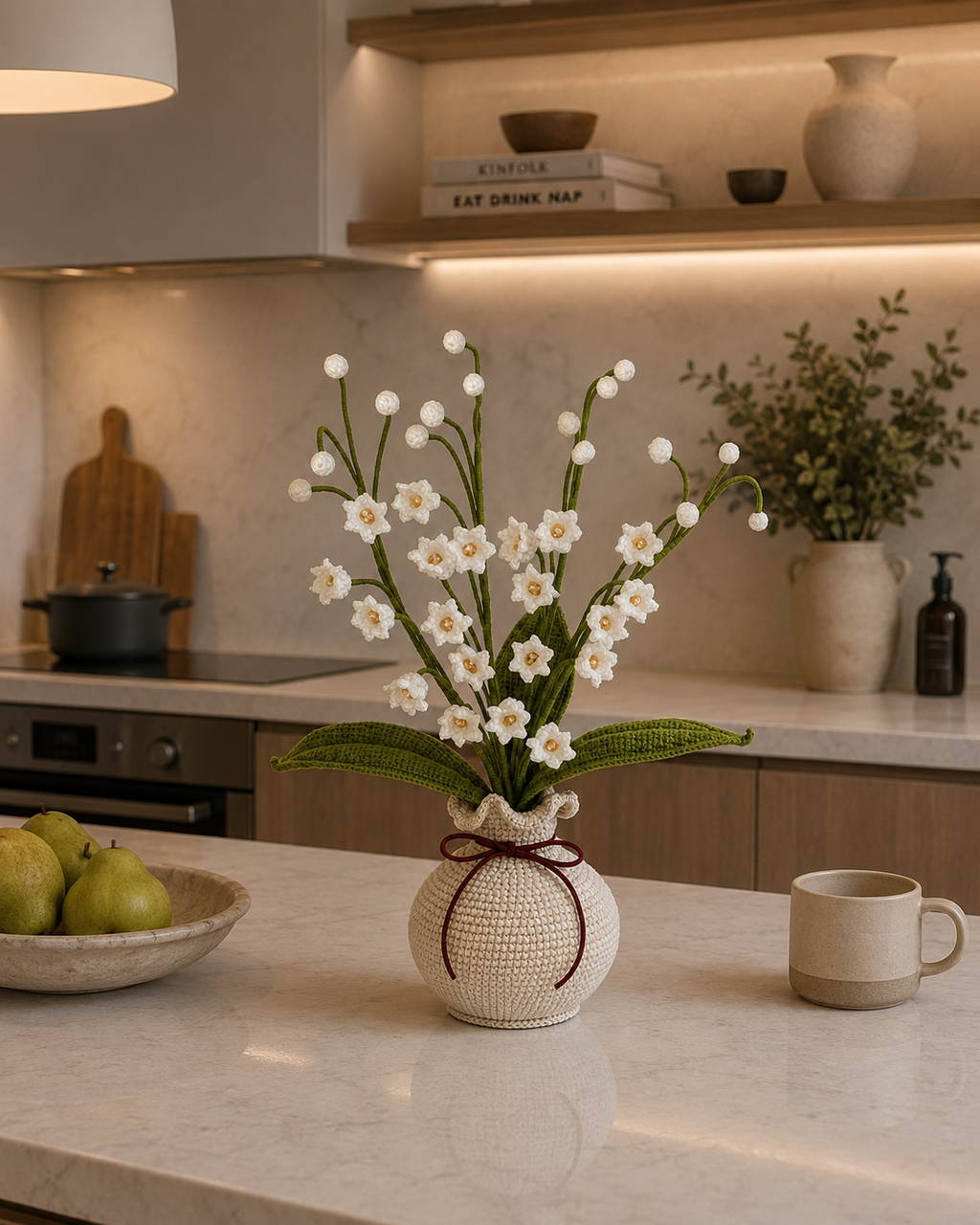 Handmade Crochet Lily of the Valley Vase Plant Joy Blooms London