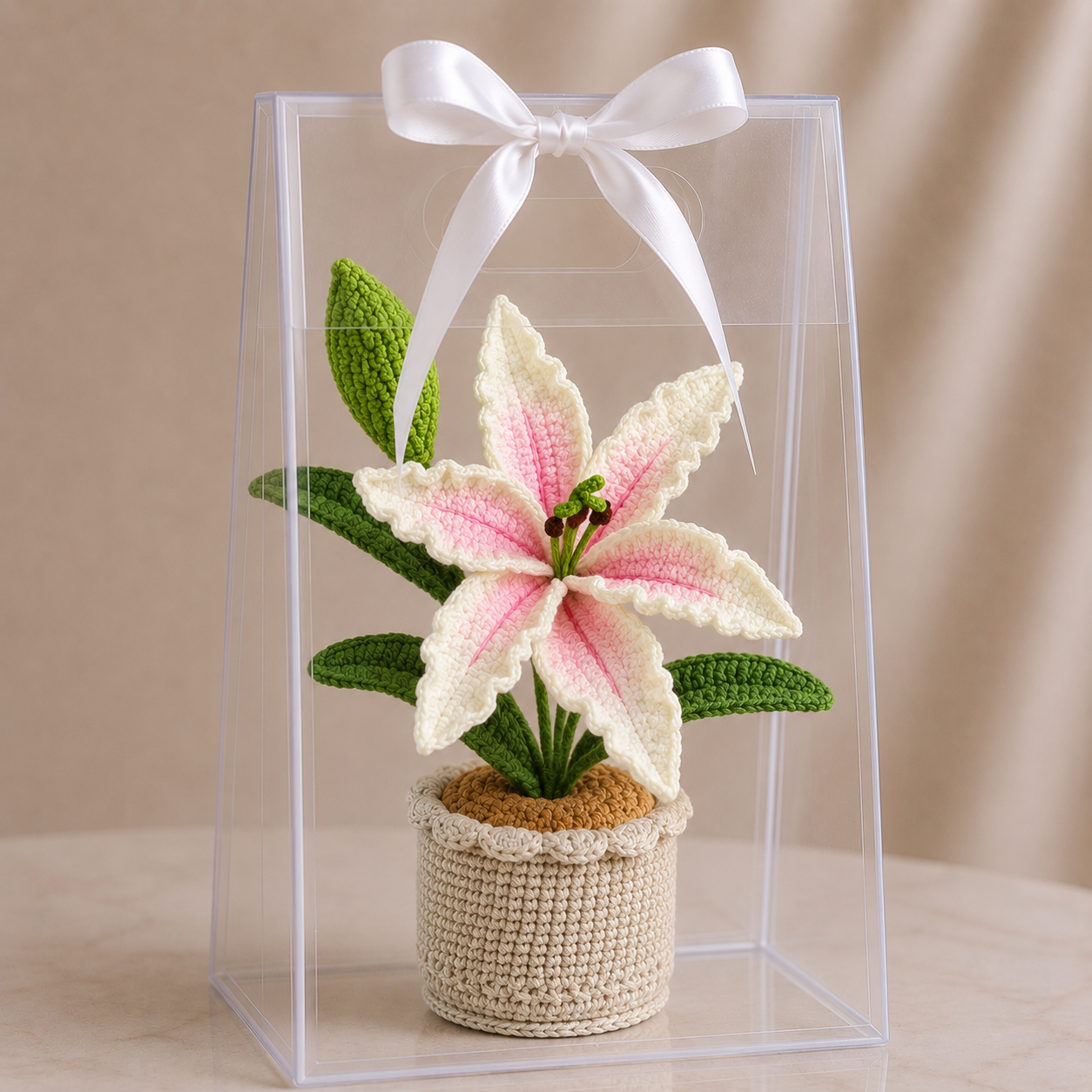 Handmade Crochet Lily Potted Plant Joy Blooms London