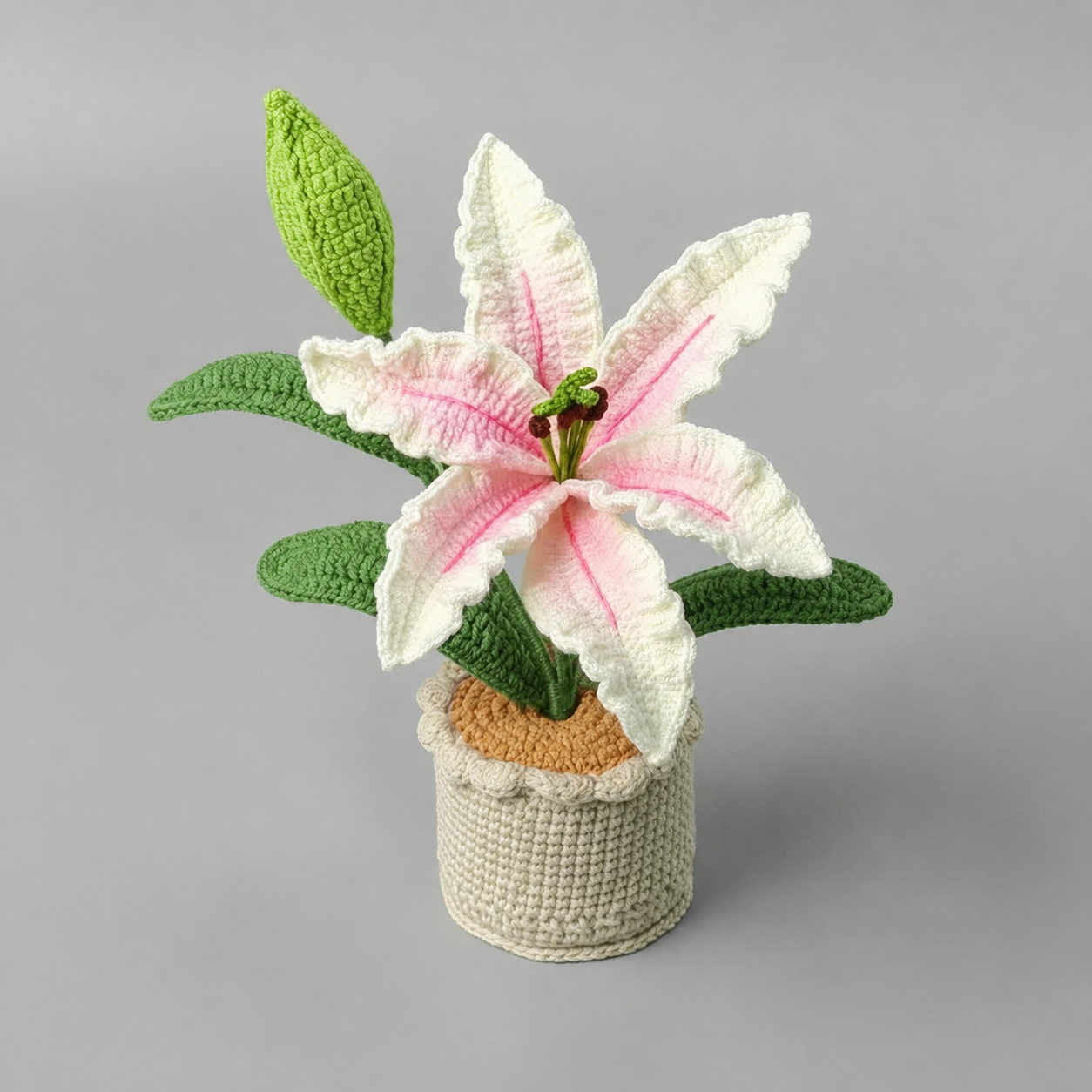 Handmade Crochet Lily Potted Plant Joy Blooms London