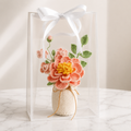 Handmade Crochet Peach Peony & Rose Vase Arrangement Joy Blooms London