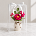 Handmade Crochet Pink Peony & Tulip Vase Arrangement Joy Blooms London