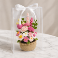 Handmade Crochet Pink Wildflower Garden Pot – Amigurumi Flower Arrangement Joy Blooms London