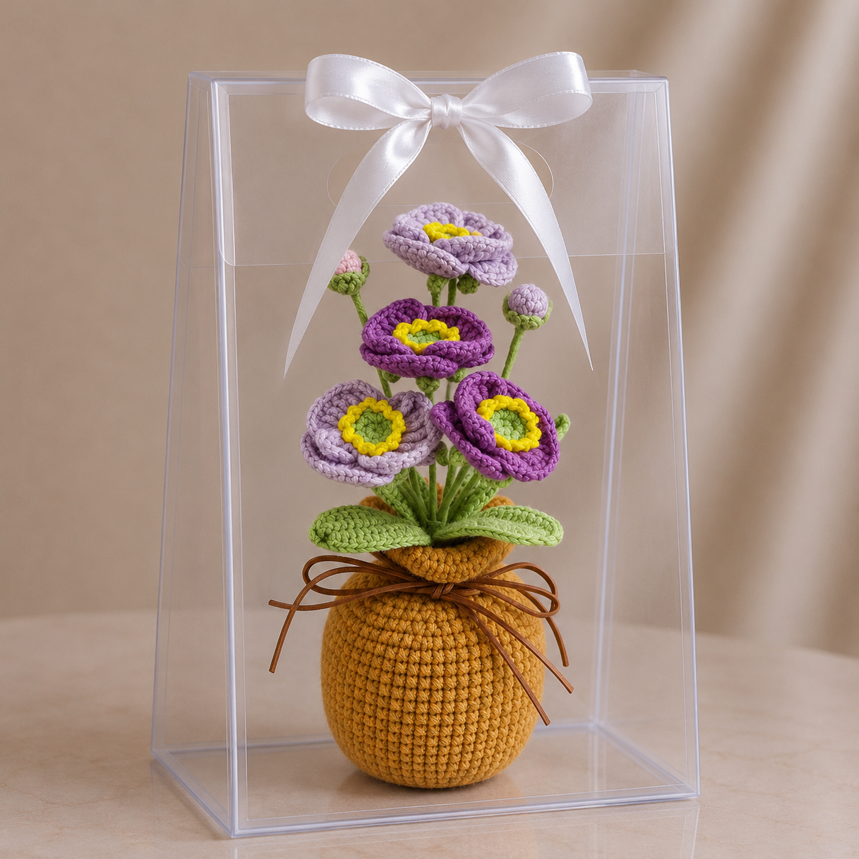 Handmade Crochet Poppies Potted Plant Joy Blooms London