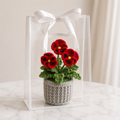 Handmade Crochet Red Violet Potted Plant Joy Blooms London