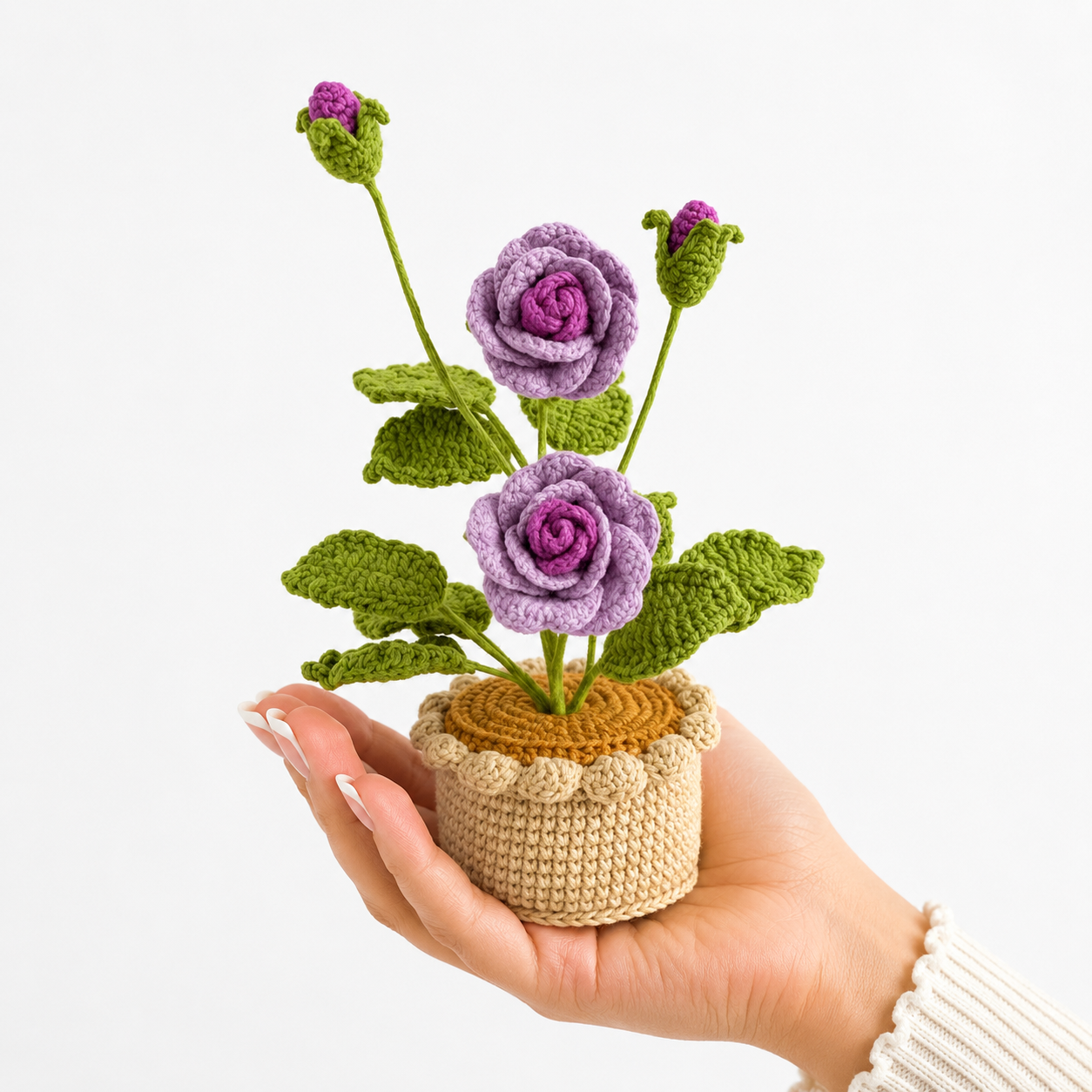 Handmade Crochet Rose Potted Flower – Romantic Amigurumi Bloom Decor Joy Blooms London
