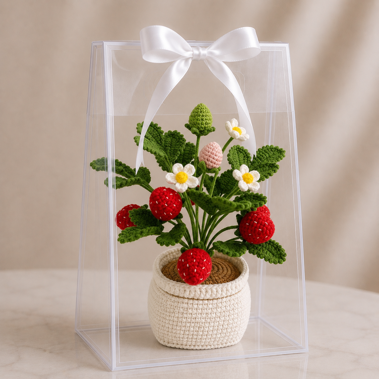 Handmade Crochet Strawberry Potted Plant Joy Blooms London