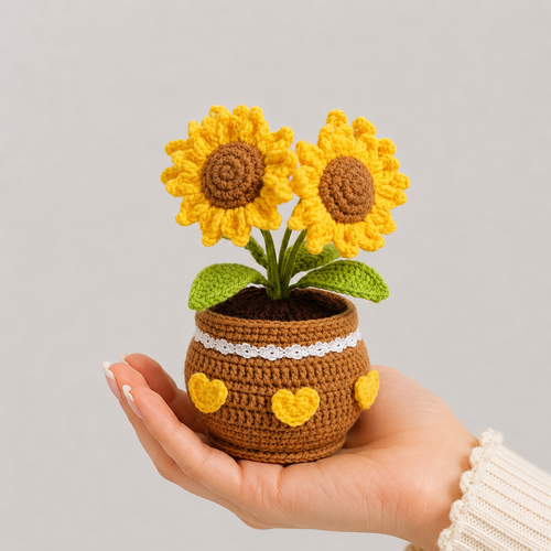 Handmade Crochet Sunflowers Potted Plant Joy Blooms London