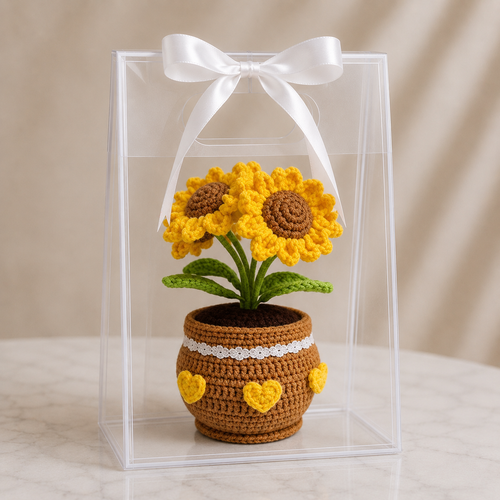Handmade Crochet Sunflowers Potted Plant Joy Blooms London