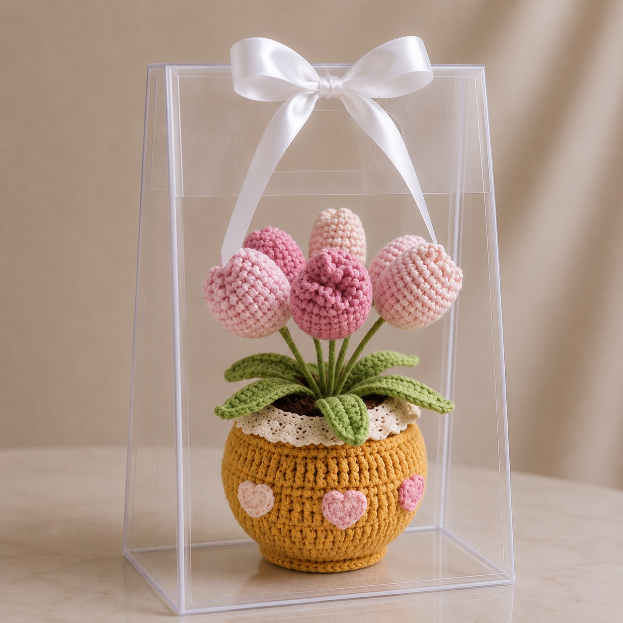 Handmade Crochet Tulips Potted Plant Joy Blooms London