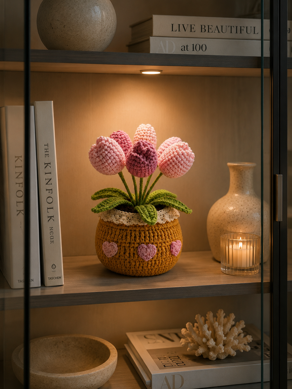 Handmade Crochet Tulips Potted Plant Joy Blooms London