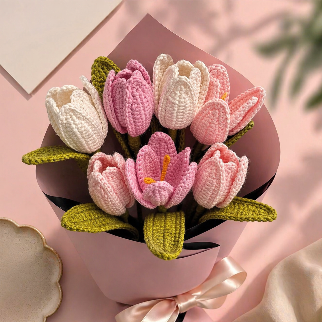 Handmade Crocheted Tulip Bouquet Joy Blooms London