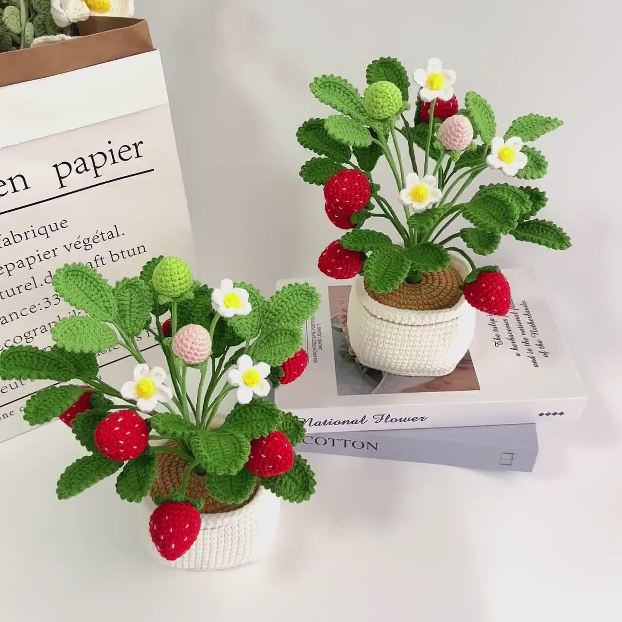Handmade Crochet Strawberry Potted Plant