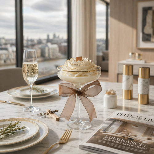 Hand-Painted Gold Detail Rose Candle in Glass – Luxury Soy Wax Candle